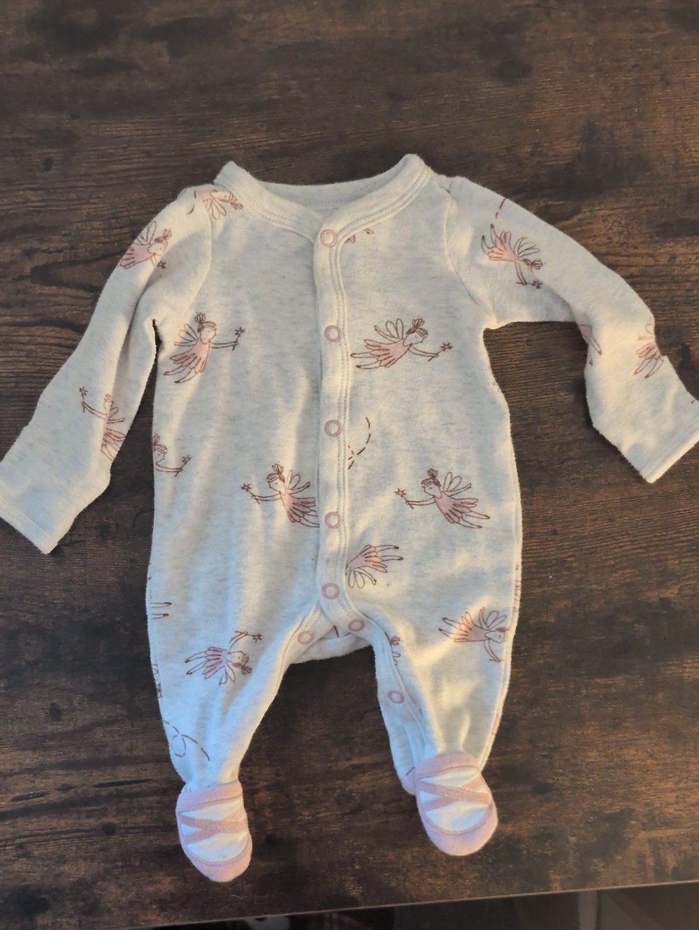 5/$25 Carter's Footie Bodysuit with Pink Fairy Print NB 0M